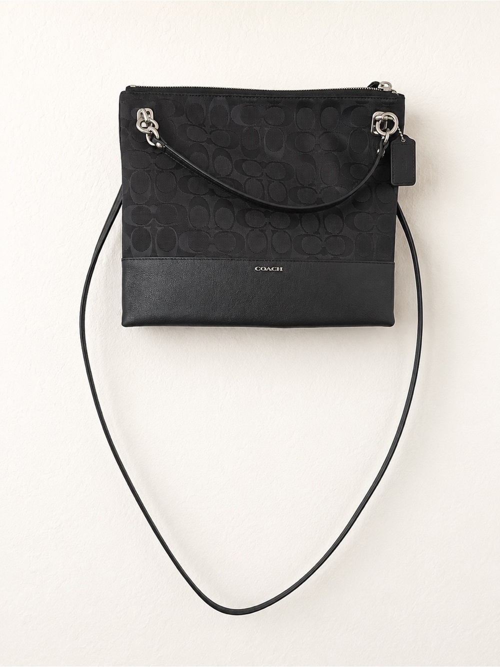 OBO Coach Black Signature Canvas and Leather Crossbody